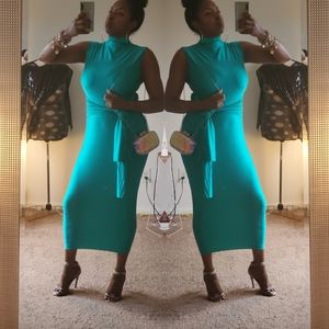 Faux turtleneck midi bodycon